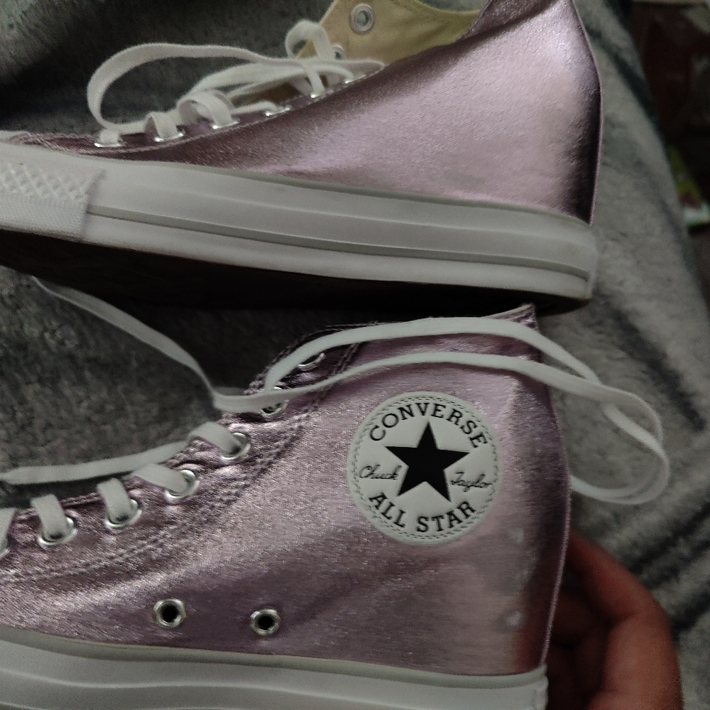 Pink Sparkling Converse Shoes